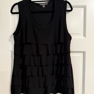 Black Ruffled Tank Top with Sleeveless Design